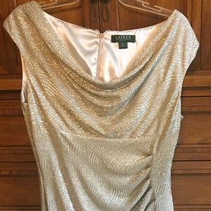 LAUREN Gold Shimmer Sleeveless Formal Dress, Sz.12